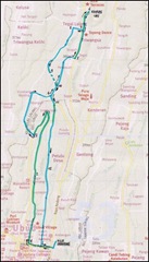 Cycling map from Villa Sabandari to Tegalalang and back