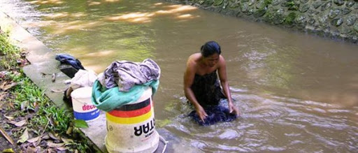 Laundry in the river near Ubud, Bali