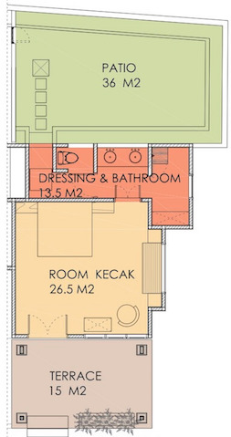 Layout of Kecak room at Villa Sabandari, a small boutique hotel