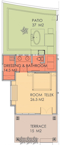 Layout van Telek kamer in Villa Sabandari, een gezellige B&B in Bali